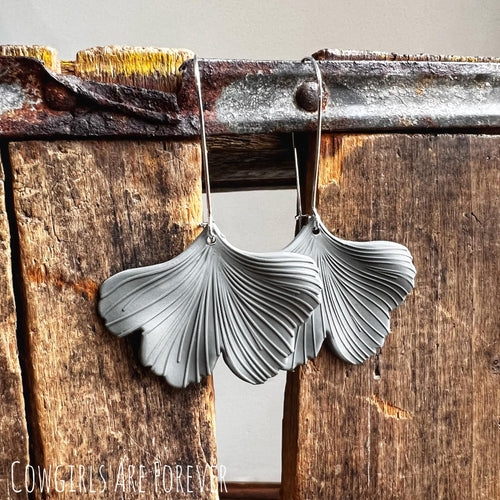 Gingko Leaf | Gray Leaf Earrings