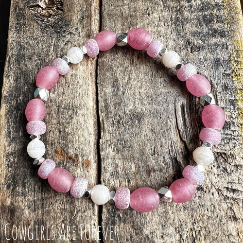 Pretty in Pink | Recycled glass, Mystic Glass Beaded Bracelet
