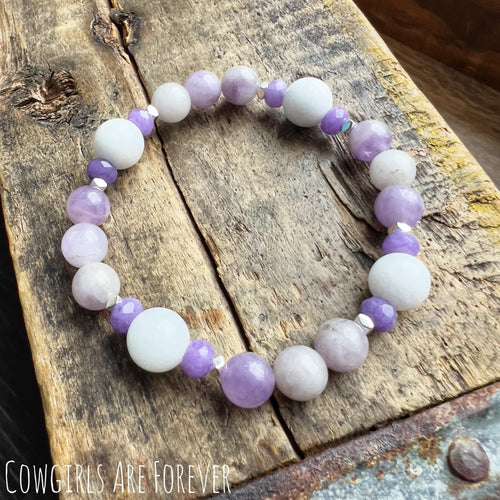 Calming | Lilac Jade, White and Purple quartz Beaded Bracelet