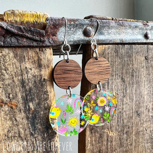 Spring Time | Acrylic and Wooden Earrings
