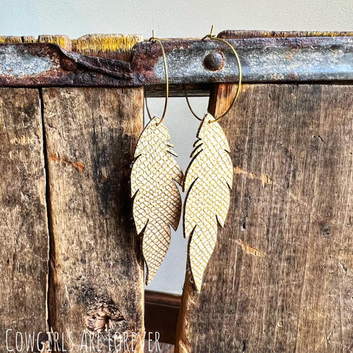 Ivory and Gold | Genuine Leather Earrings