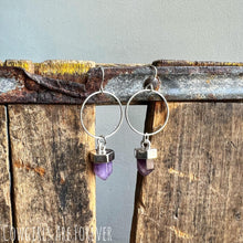 Load image into Gallery viewer, Relieve | Amethyst And Silver Hoop Earrings