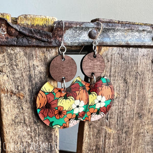 Autumnal | Acrylic Pumpkin and Wood Earrings