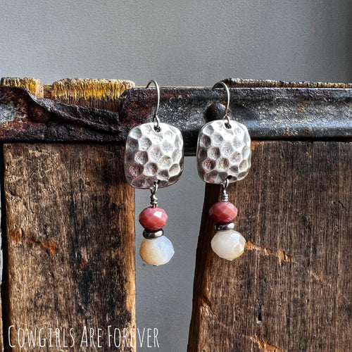 Whimsy | Hammered Square with crystal beaded dangles