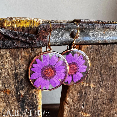 Popppp | Purple Daisy and Resin Earrings