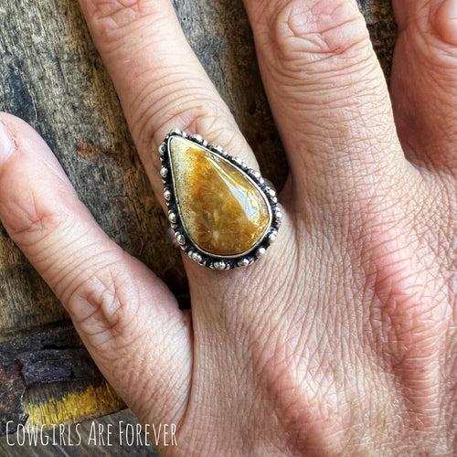 Tan Jasper Silver Plated Ring