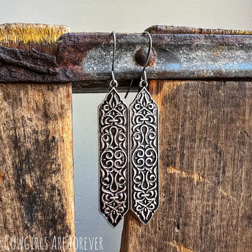 Scroll | Silver Bar Scroll Earrings