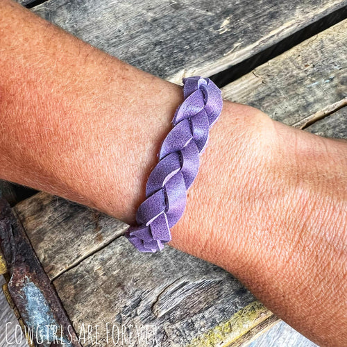 Purple Braided Leather Cuff