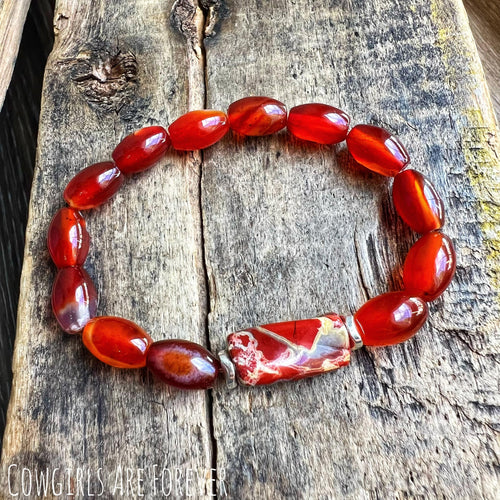 Energize | Jasper and Orange Agate Beaded Bracelet