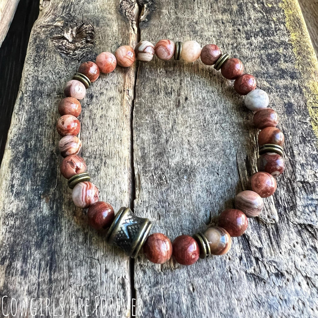 Red Lace | Gemstone Beaded Bracelet