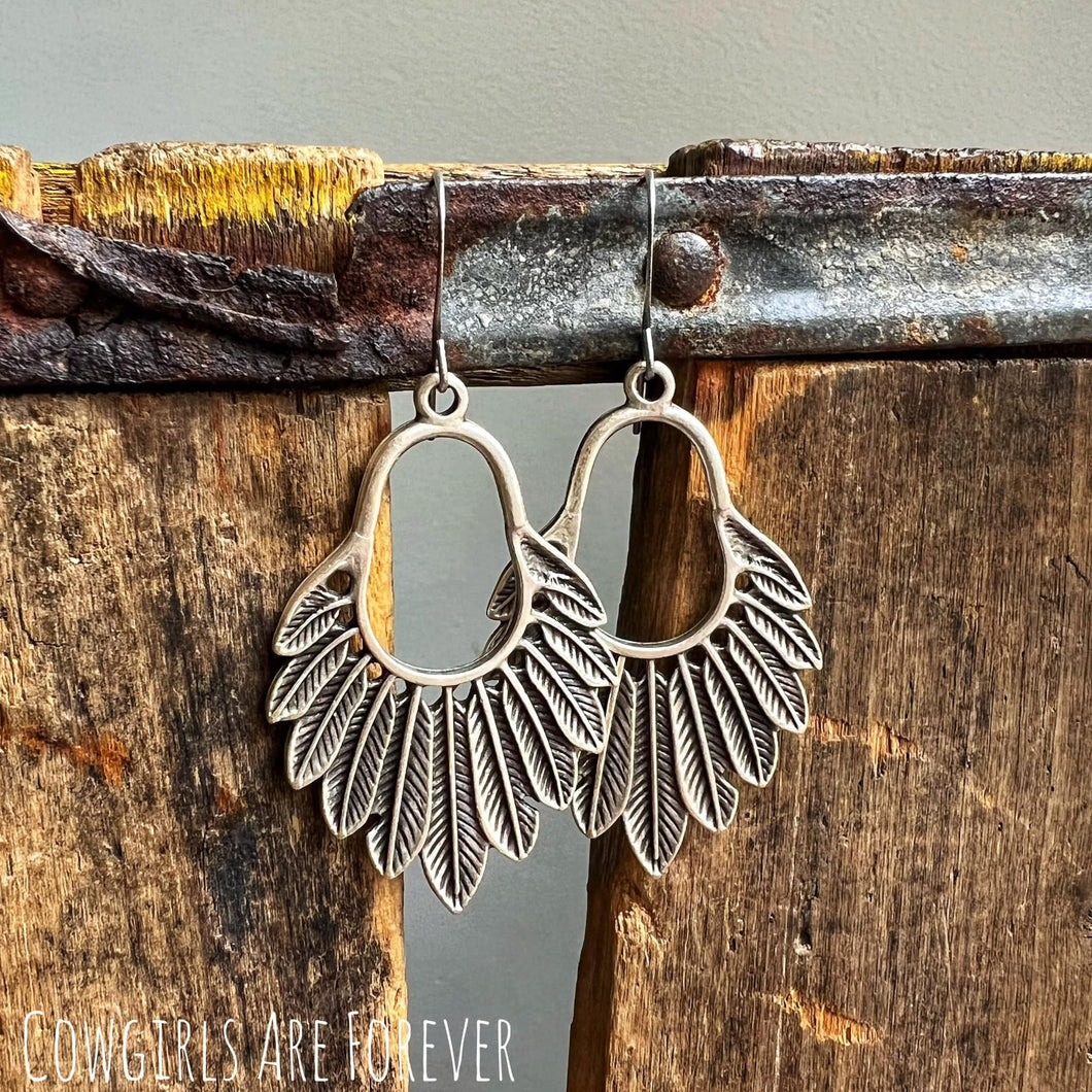 Feathered | Rustic Silver Earrings