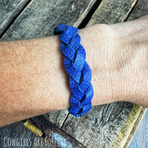 Edgy | Blue Braided Leather Cuff