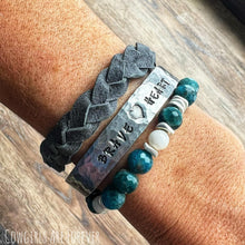 Load image into Gallery viewer, Be Brave and Have Heart | Hand Stamped Cuff Bracelet