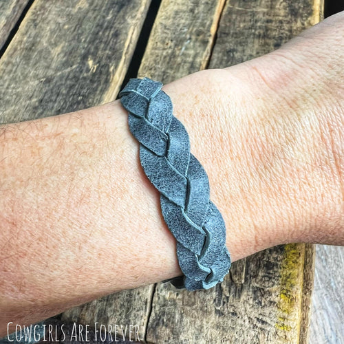 Greyson | Grey Braided Leather Cuff