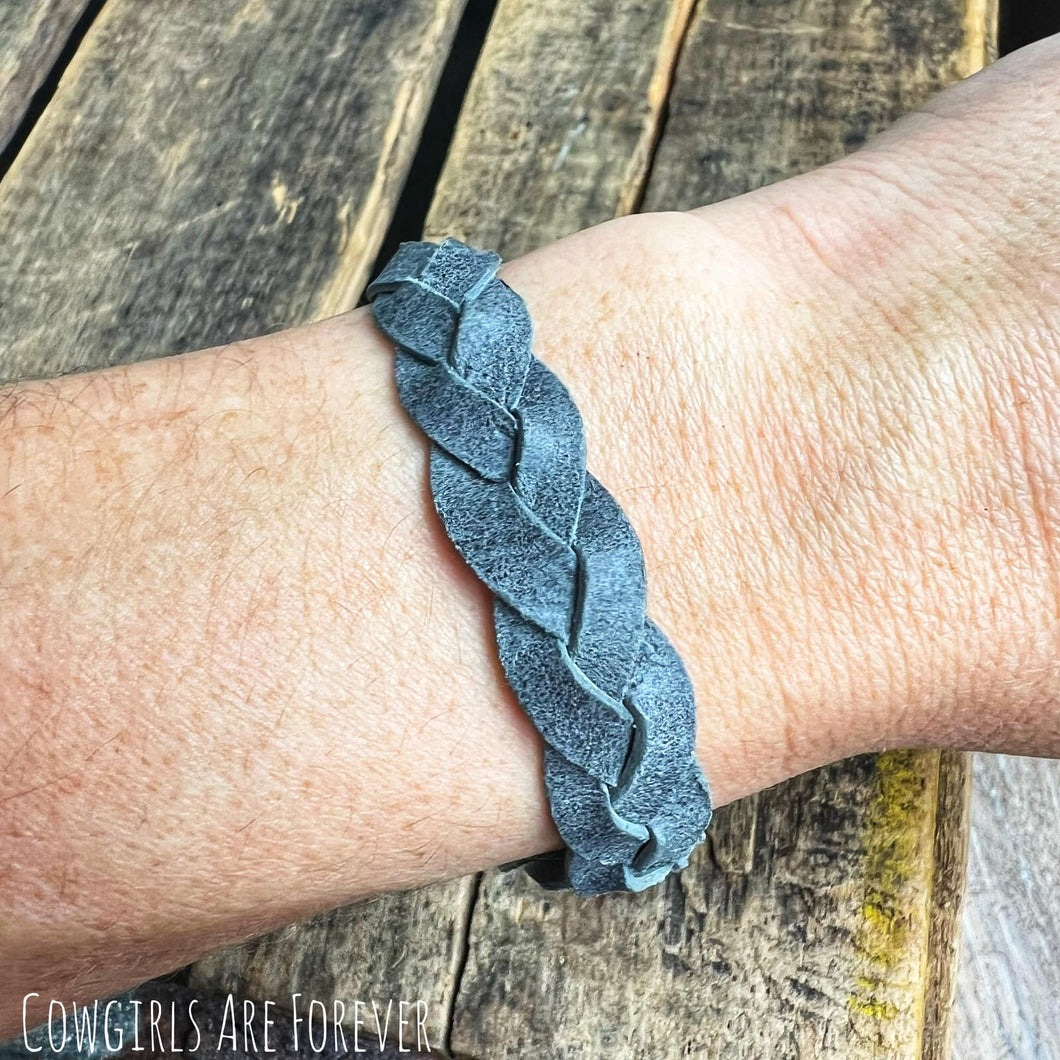 Greyson | Grey Braided Leather Cuff