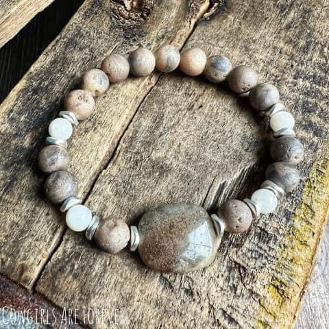 Get Beachy | Ocean Jasper, Quartz and Druzy Gemstone Beaded Bracelet