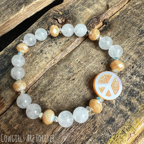 Peace Baby | White Jade and Crystal Beaded Bracelet
