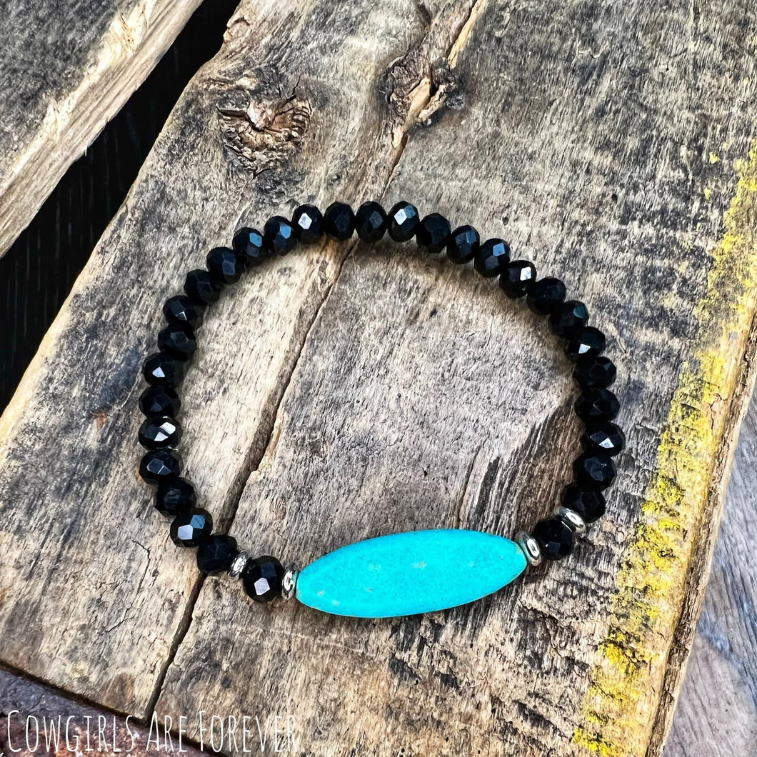 Elegance | Turquoise Howlite and Black Crystal Bracelet