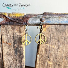 Load image into Gallery viewer, Peace Baby | Bronze Peace Sign Earrings