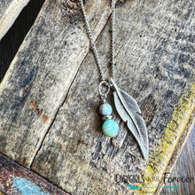 Load image into Gallery viewer, Fly | Feather Necklace with Mystic Amazonite Beads