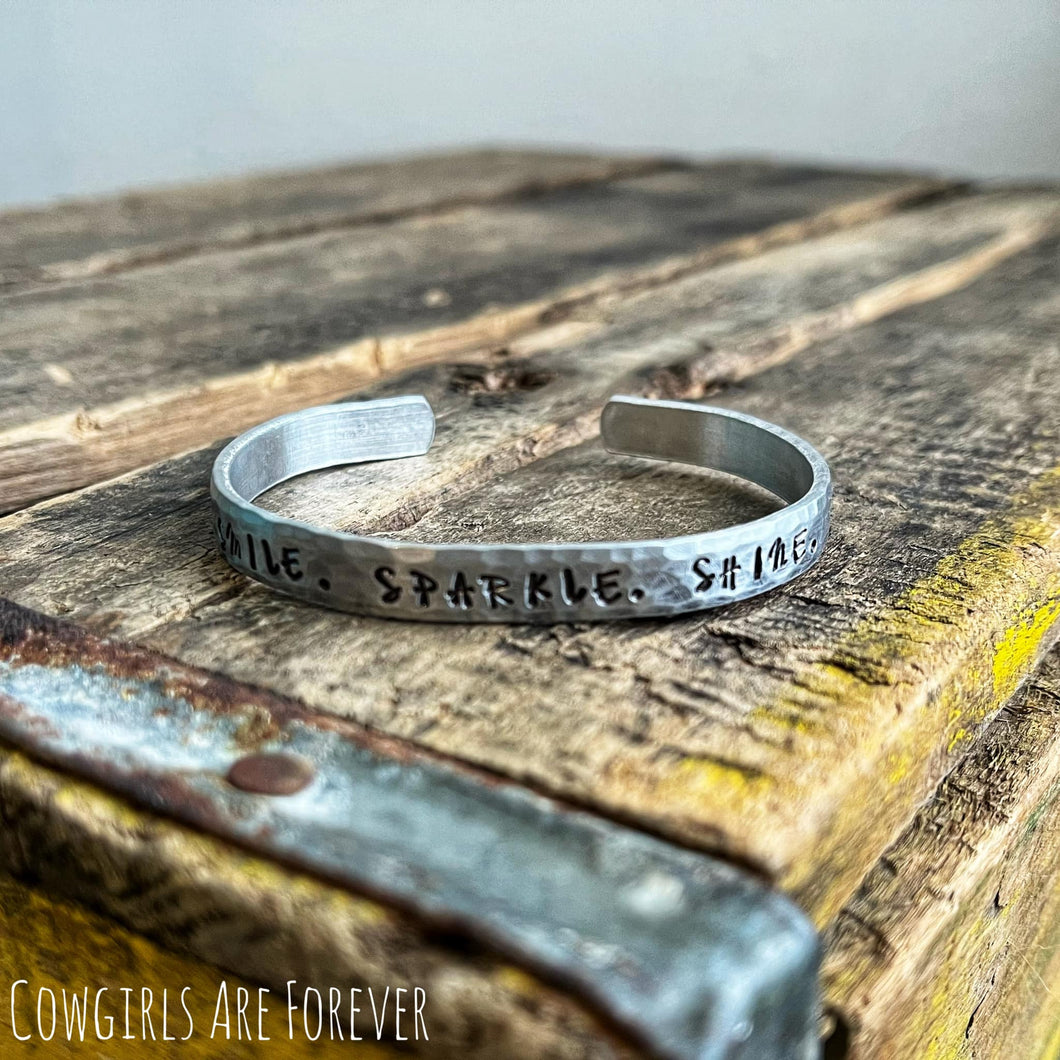 Smile. Sparkle. Shine. | Hand-stamped Cuff Bracelet