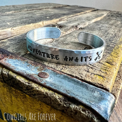 Adventure Awaits | Hand Stamped Cuff Bracelet