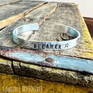 Dreamer | Hand Stamped Cuff Bracelet