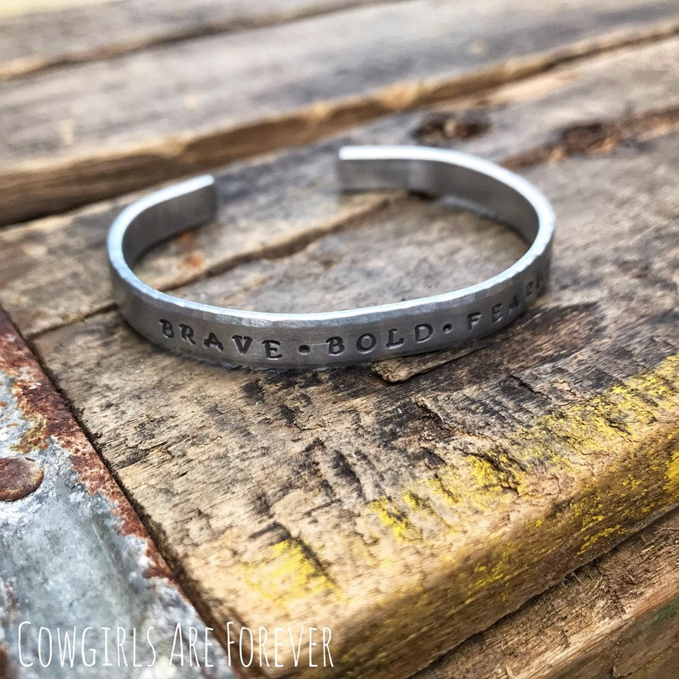 Brave • Bold • Fearless | Hand-stamped Cuff Bracelet
