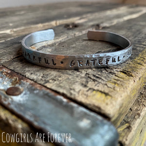 Thankful • Grateful • Blessed | Hand Stamped Bracelet