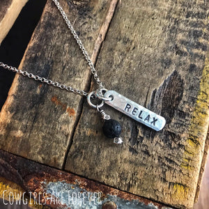 Relax | Hand Stamped Essential Oils Necklace